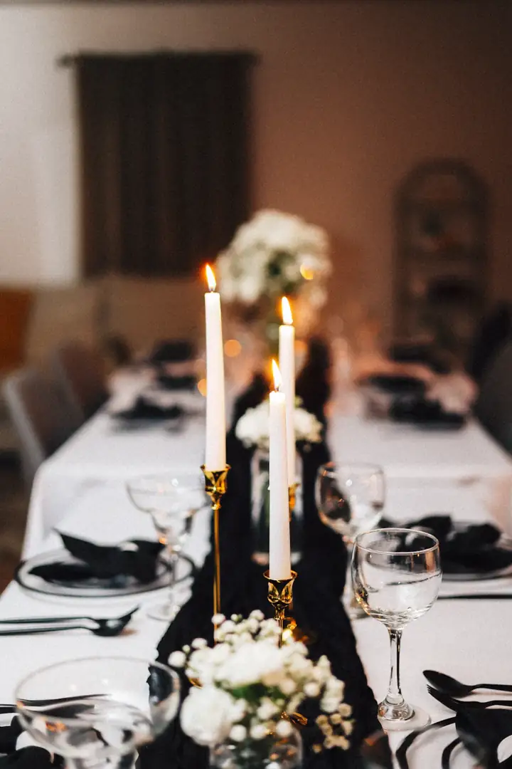 Thoughtfully arranged celebration dinner setting